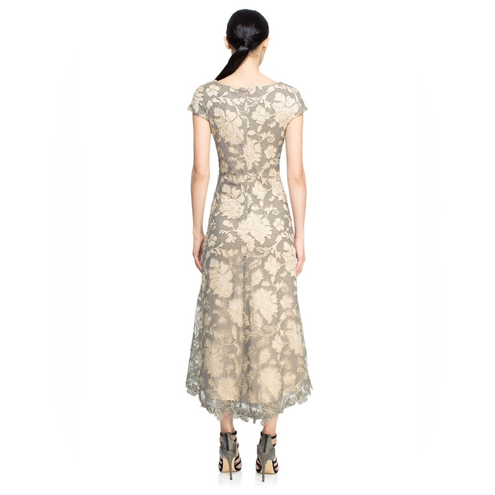 Tadashi Shoji Isa Dress Lace Embroidered Tea Length Size 18 - Picture 3 of 10
